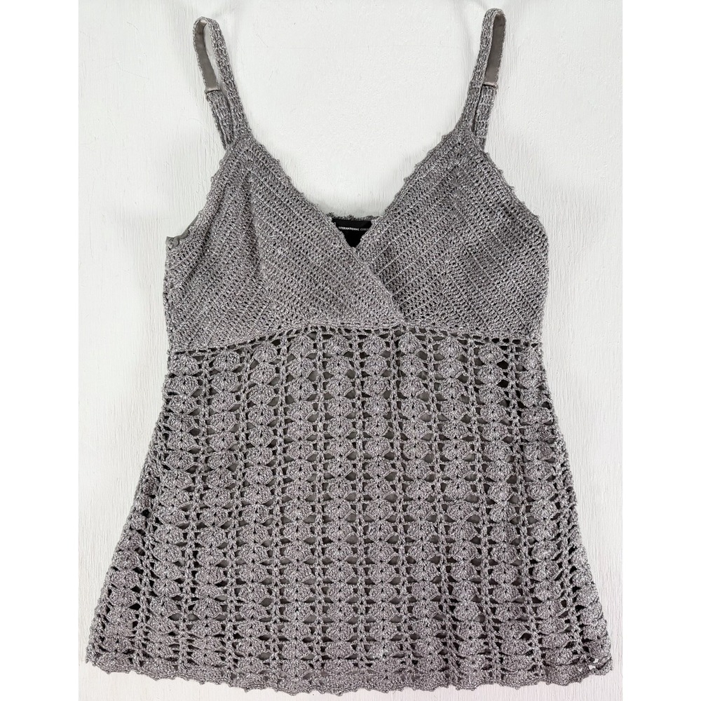 inc international concepts Y2K Metallic Gray Cami Tank Top Woman's Size S